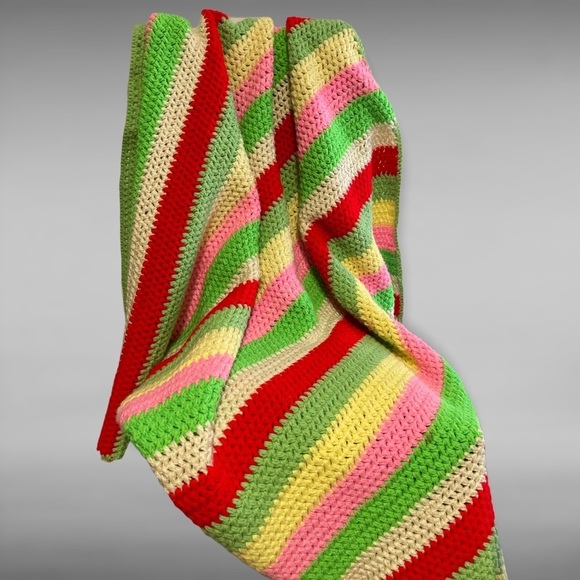 Handmade Crocheted Colorful Rainbow Afghan Blanket Throw 60 x 70 Pride